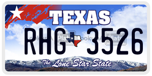RHG3526  license plate in TX