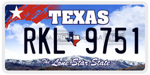 RKL9751 license plate in Texas