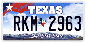 RKM2963 license plate in Texas