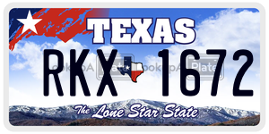 RKX1672  license plate in TX