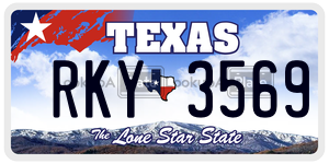 RKY3569 license plate in Texas