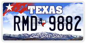 RMD9882 license plate in Texas