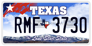 RMF3730 license plate in Texas