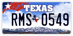 RMS0549 license plate in Texas