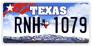 RNH1079 license plate in Texas