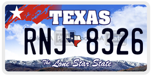 RNJ8326 license plate in Texas