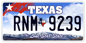 RNM9239 license plate in Texas