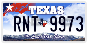 RNT9973 license plate in Texas