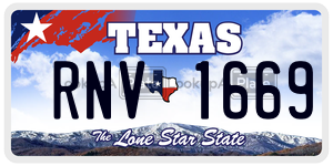 RNV1669 license plate in Texas