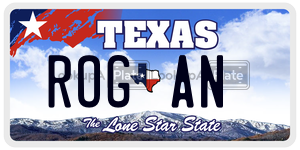ROGAN license plate in Texas