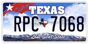 RPC7068 license plate in Texas