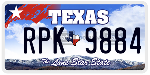 RPK9884 license plate in Texas