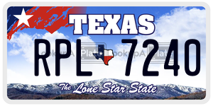 RPL7240 license plate in Texas