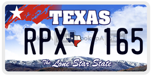 RPX7165 license plate in Texas