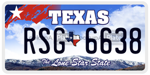 RSG6638 license plate in Texas