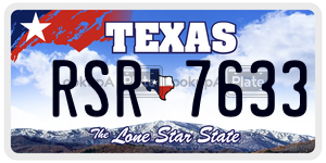 RSR7633 license plate in Texas