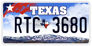 RTC3680 license plate in Texas