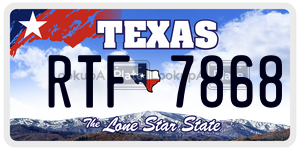 RTF7868 license plate in Texas
