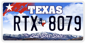 RTX8079 license plate in Texas