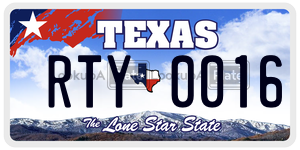 RTY0016 license plate in Texas