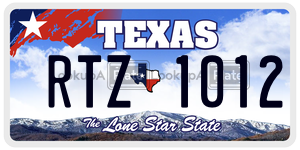 RTZ1012 license plate in Texas