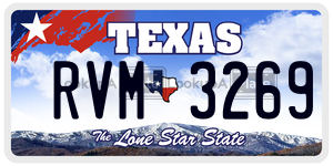 RVM3269 license plate in Texas