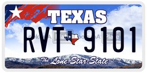RVT9101 license plate in Texas
