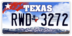 RWD3272  license plate in TX