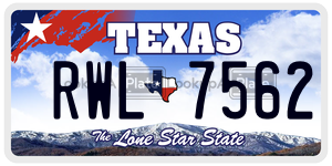 RWL7562 license plate in Texas