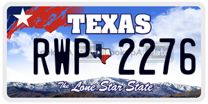 RWP2276 license plate in Texas
