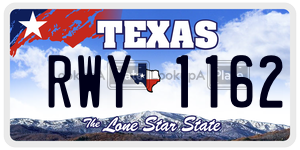 RWY1162  license plate in TX