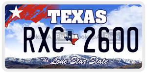 RXC2600 license plate in Texas