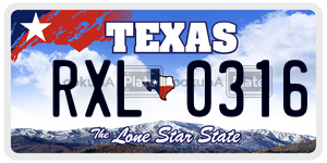 RXL0316 license plate in Texas