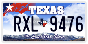 RXL9476  license plate in TX