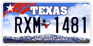 RXM1481 license plate in Texas