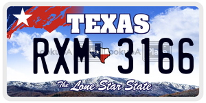 RXM3166 license plate in Texas