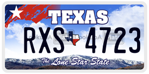 RXS4723  license plate in TX