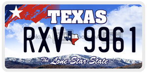 RXV9961 license plate in Texas