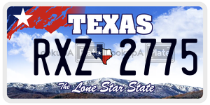 RXZ2775 license plate in Texas