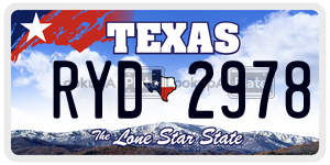 RYD2978 license plate in Texas
