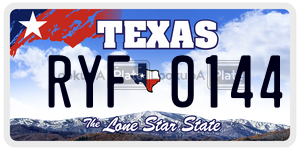 RYF0144 license plate in Texas