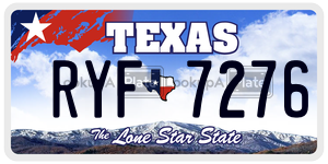 RYF7276 license plate in Texas