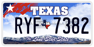RYF7382 license plate in Texas
