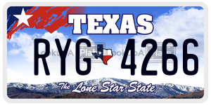 RYG4266 license plate in Texas
