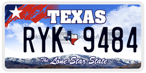RYK9484 license plate in Texas