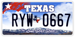 RYW0667 license plate in Texas