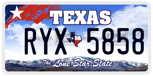 RYX5858 license plate in Texas