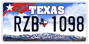RZB1098  license plate in TX