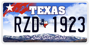 RZD1923  license plate in TX