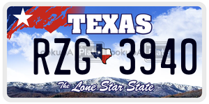 RZG3940 license plate in Texas